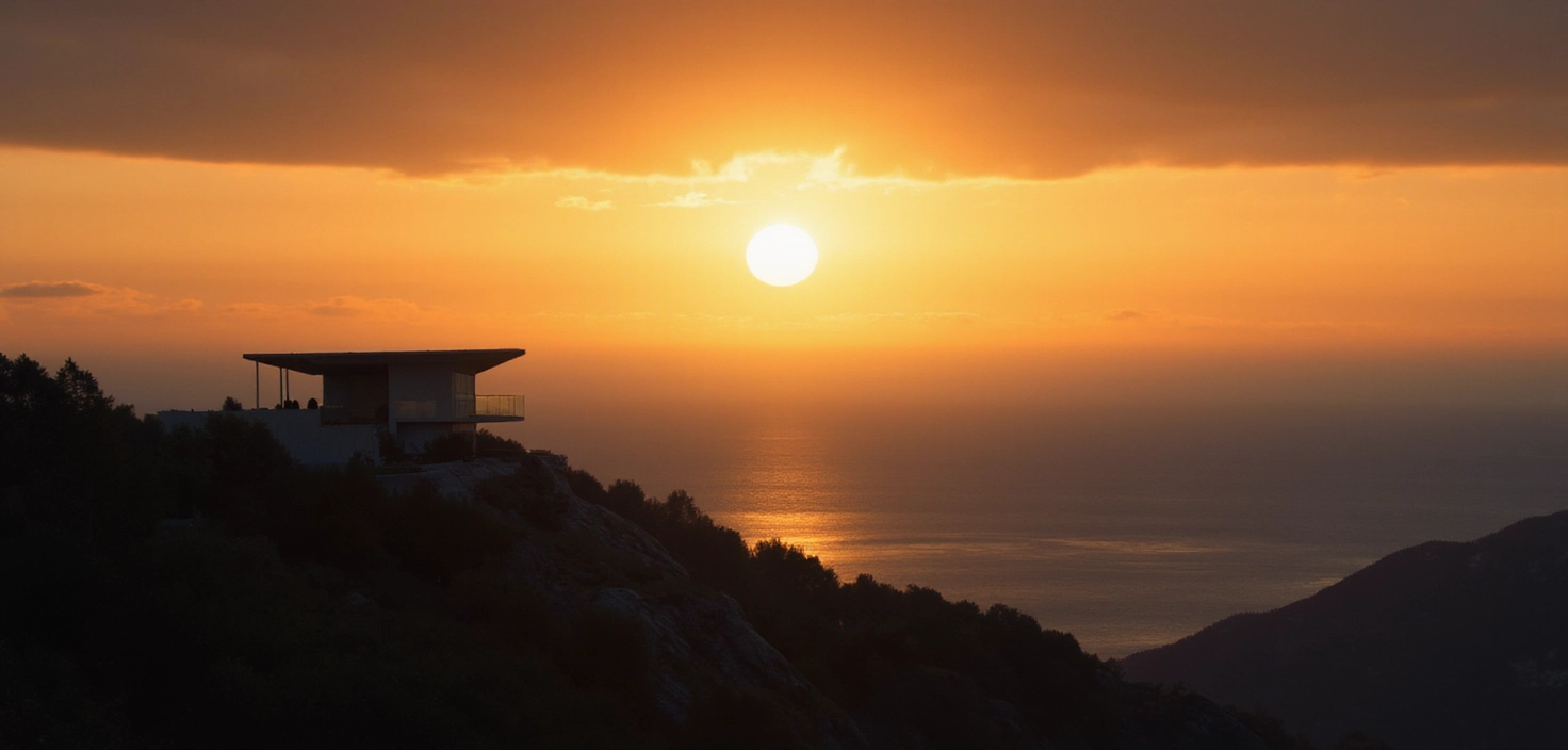 a sunset image and ocean